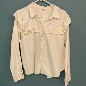 Free People Ruffle Button Up